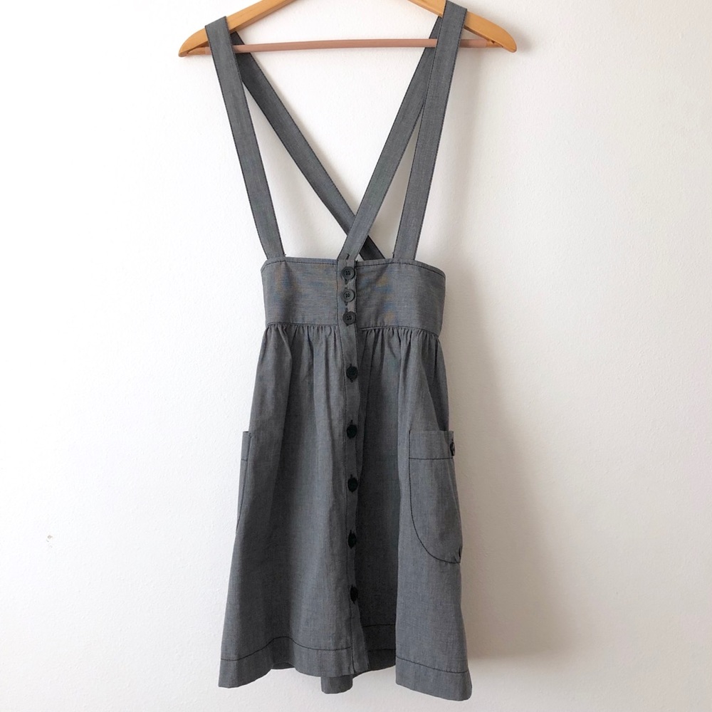 Skirtall Skirt with Straps Supenders Button Down